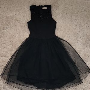Abercrombie & Fitch Black Embellished Tulle Kids Dress Size 3/4 Or  7/8 kdr3